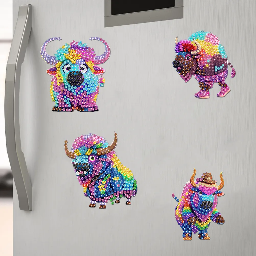 6Pcs Diamond Painting Refrigerator Magnets Diamond Art Kits for Adults (E)