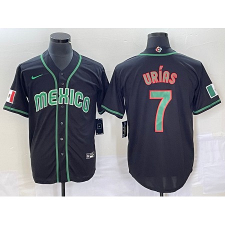 Men's Mexico Baseball #7 Julio Urias 2023 Black World Baseball Classic Stitched Jersey 70QI