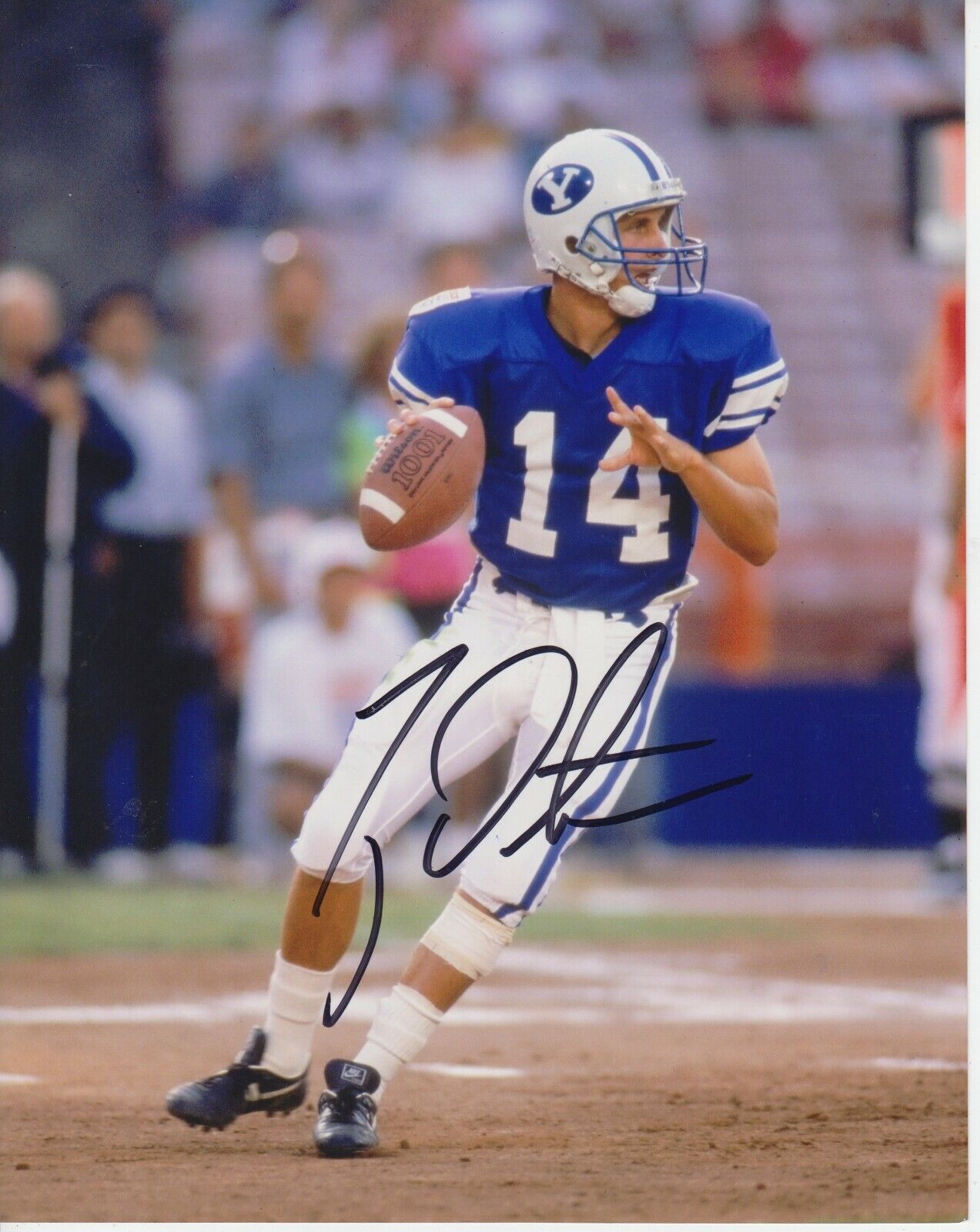 Ty Detmer #0 8x10 Signed 8x10 Photo Poster painting BYU Cougars