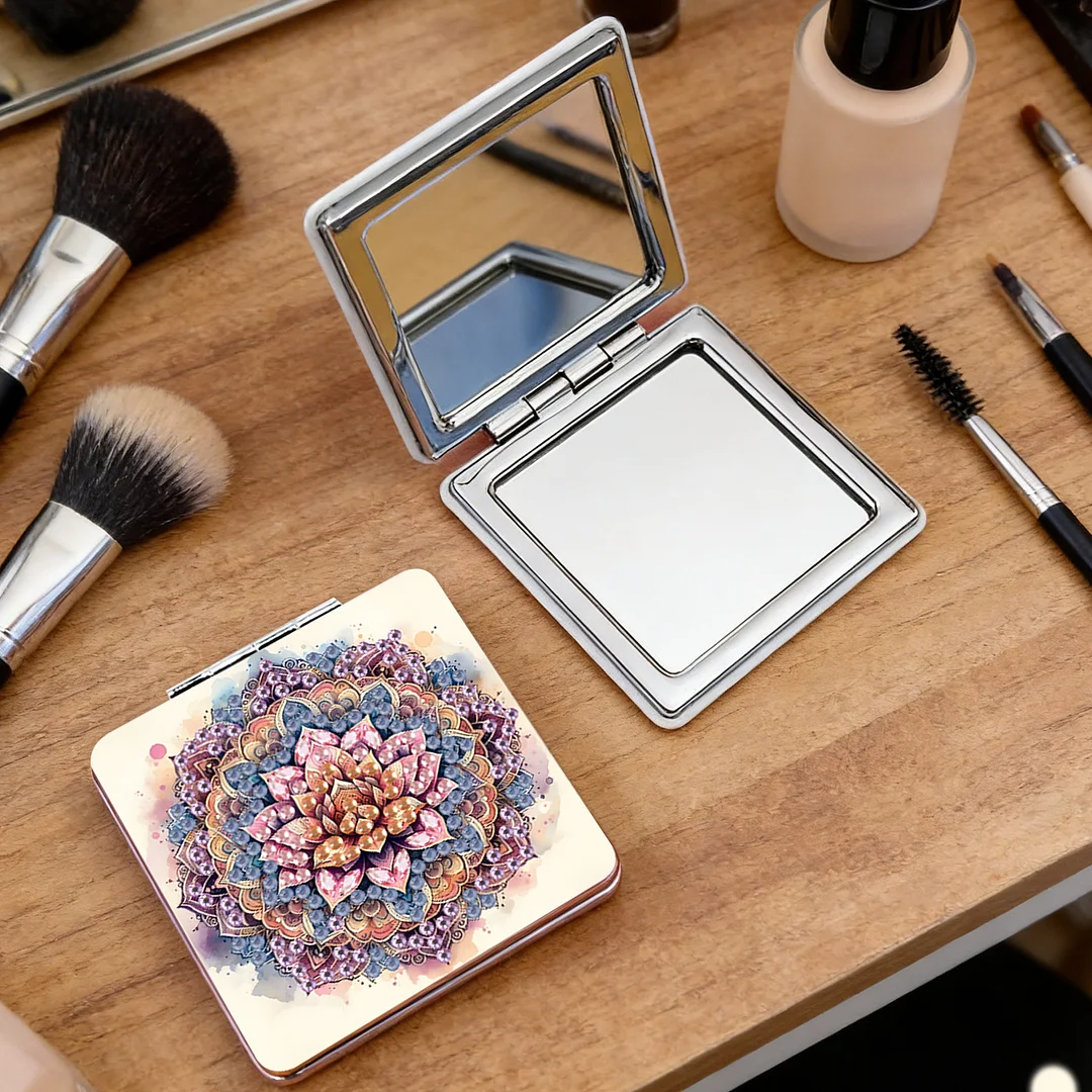 Mandala DIY Special Shaped Diamond Painting Compact Mirror Kits Diamond Art Painting Pocket Mirror for Adults and Beginners