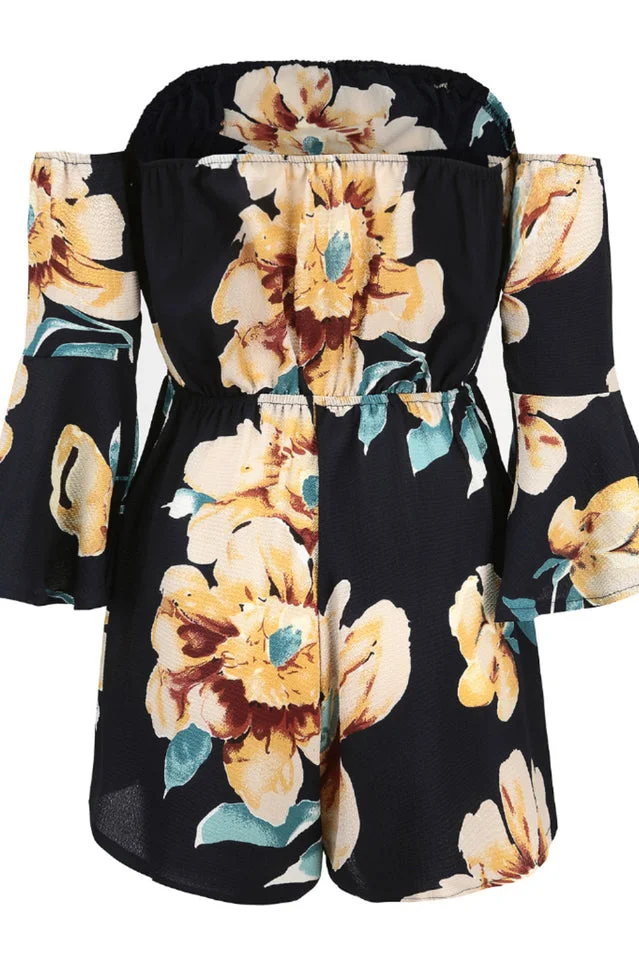 Floral Print Full-length Short Jumpsuit