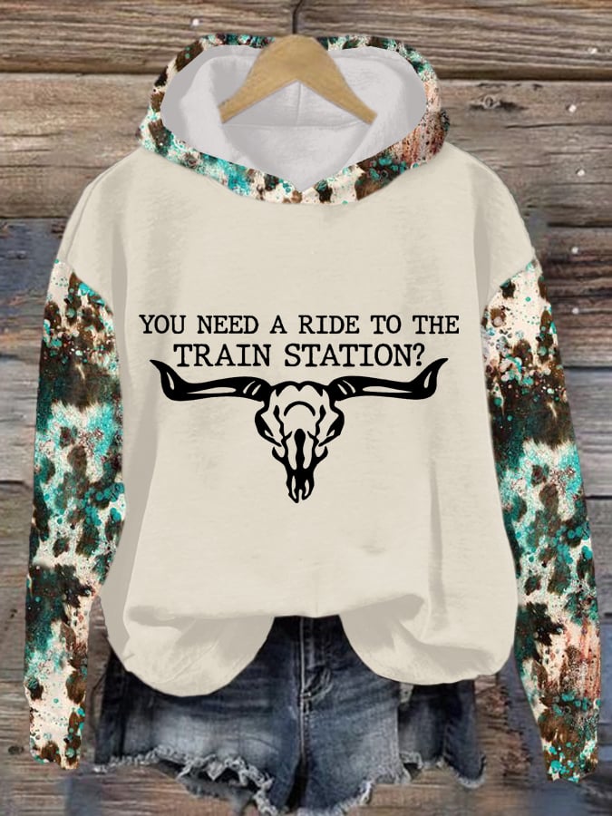 Women's You Need A Ride To The Train Station Print Casual Sweatshirt
