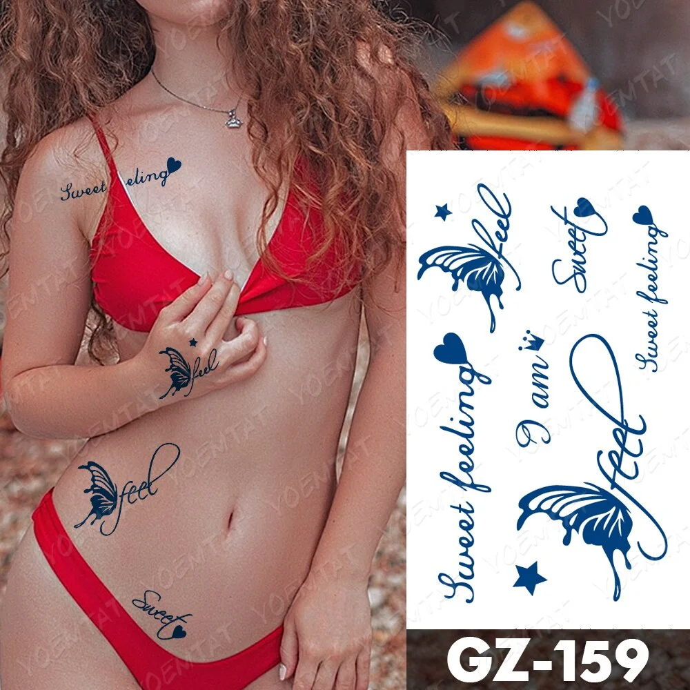 Sdrawing Lasting Ink Tattoos Body Art Waterproof Temporary Tattoo Sticker Butterfly Fairy Tatoo Arm Fake Feather Rose Swallow Tatto