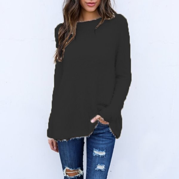 Autumn And Winter New Woman Fashion Sweater Solid Color Casual Loose Knitting Top Plus Size Women Clothing - Shop Trendy Women's Fashion | TeeYours