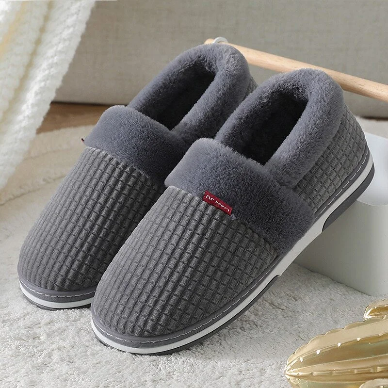 Winter slippers for men short plush indoor Male slippers Oversized 44-51 cotton Mens shoes home slippers comfortable