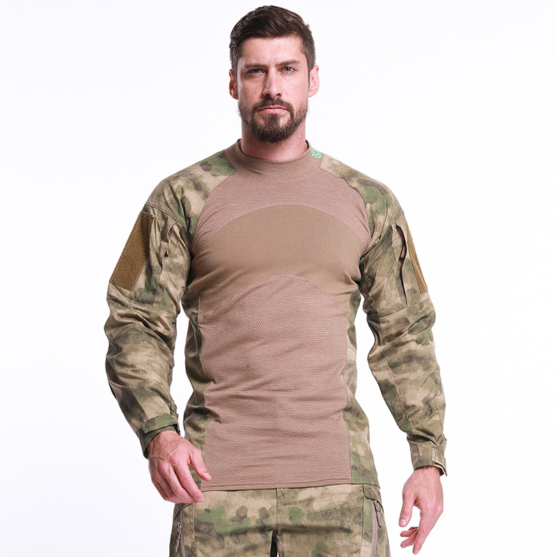 Stitching camouflage Frog Suit Loog Sleeve Fitness Pullover Crewneck