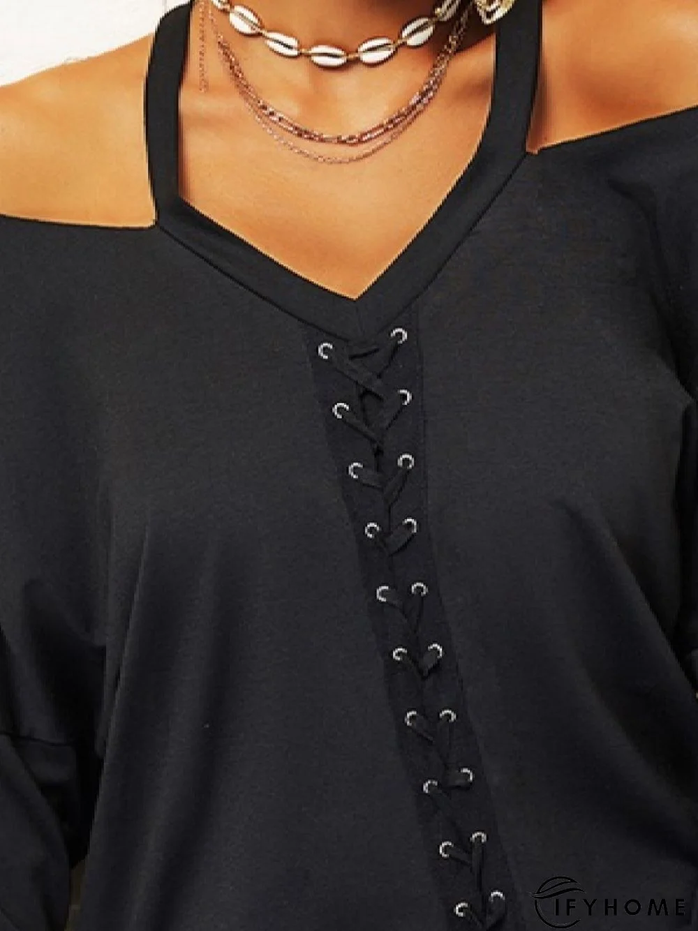 Casual V Neck Long Sleeve Top | IFYHOME