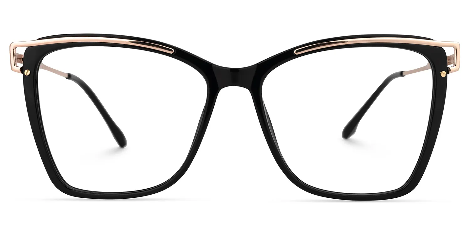 Matia Schwarz Quadratisch Brille Schwarz