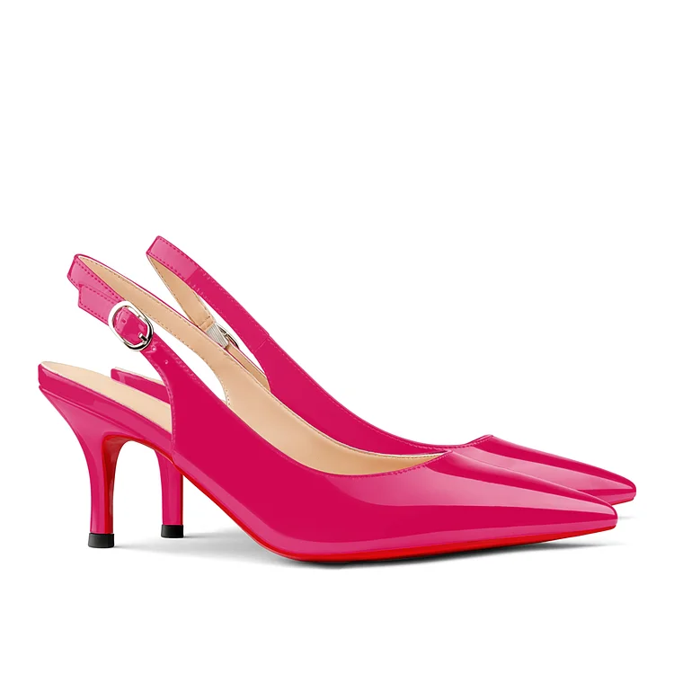 Women's Pointed Toe Slingback Shoes Kitten Heel Pumps Comfortable Dress ...