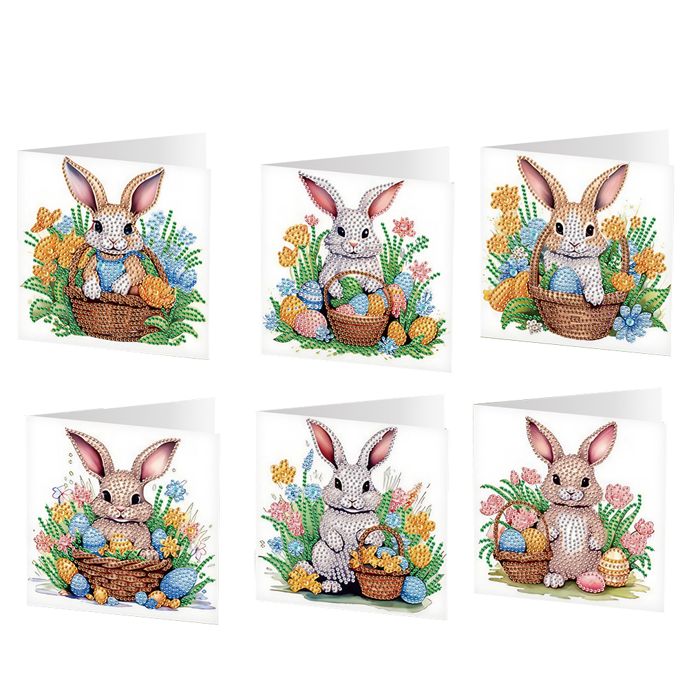 6pcs Easter Diamond Painting Greeting Cards DIY Handmade Arts Crafts for Easter
