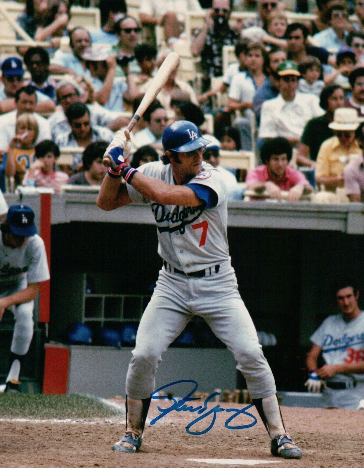 Steve Yeager Signed 8X10 Photo Poster painting Autograph Auto Road At Bat LA Dodgers Low Auto