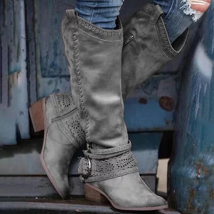 Women Fashion Lace Knee-High Boots