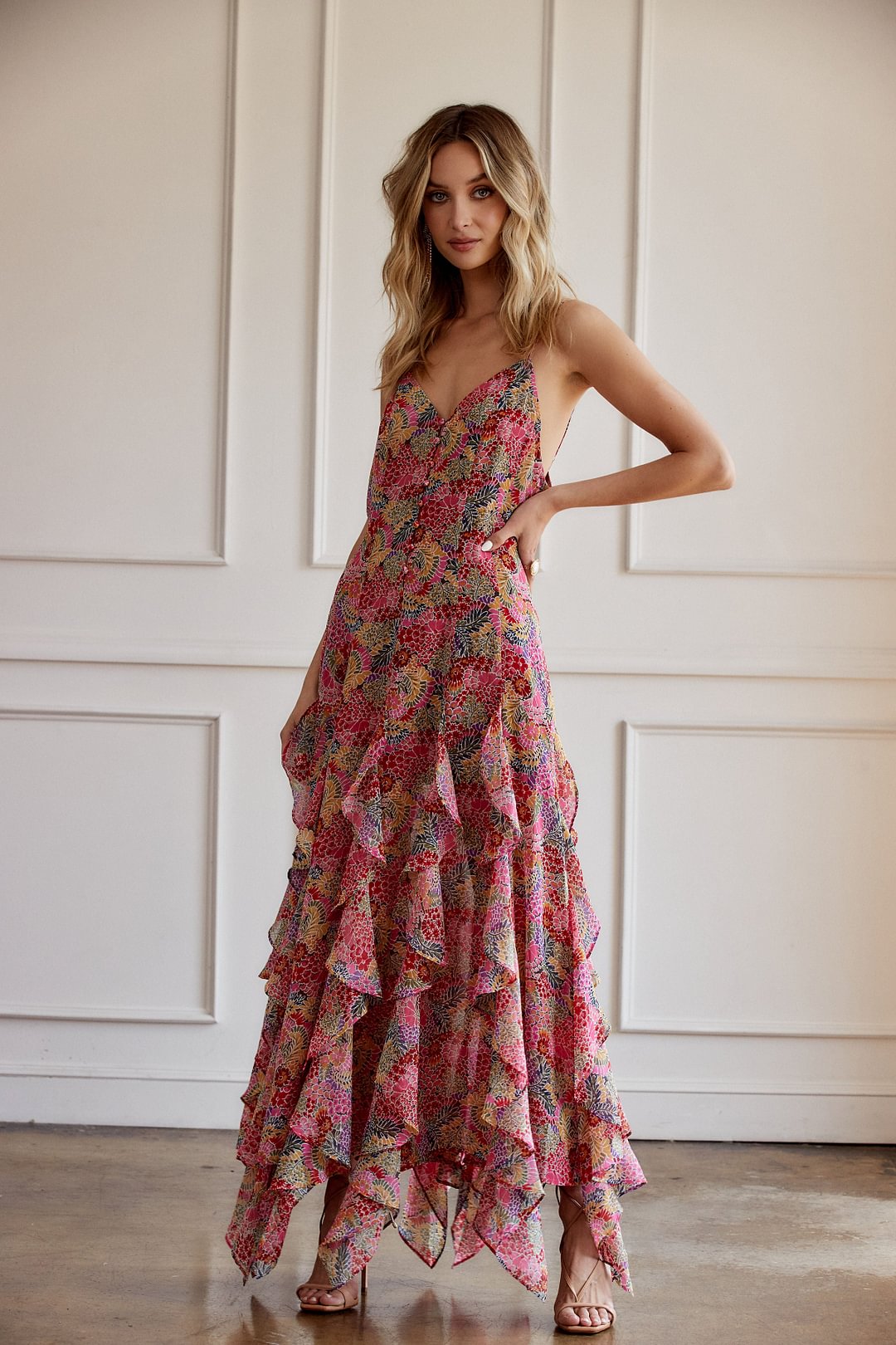 Lila Pink Floral Maxi Dress