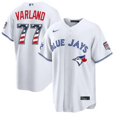 Youth Toronto Blue Jays #77 Louis Varland Nike White 2026 All-Star Edition Stars & Stripes Stadium Jersey