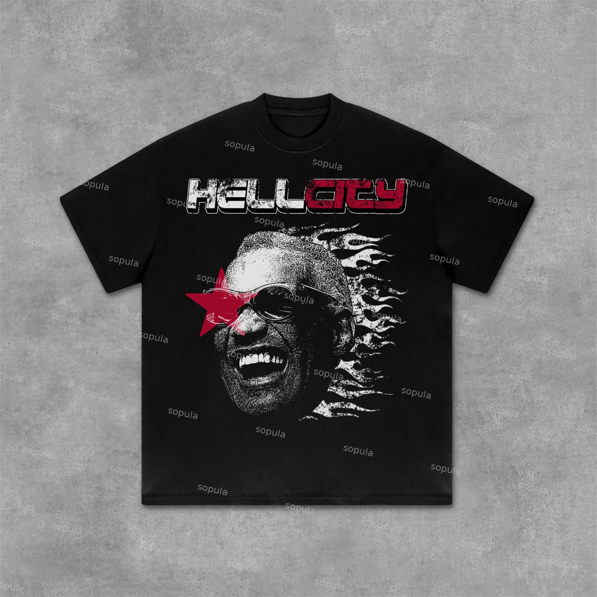 Hellcity - Flame Player Graphics Cotton T-Shirt - Sopula｜Premium Graphic Tees & Graphic Clothing