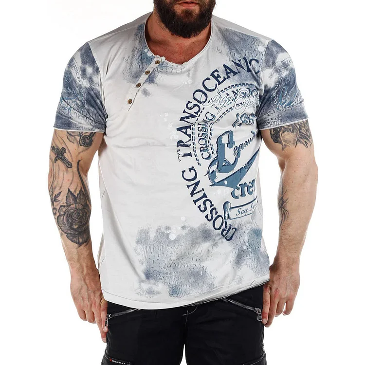 Men'S Plus Size SEA SPIRIT Printed T-Shirt