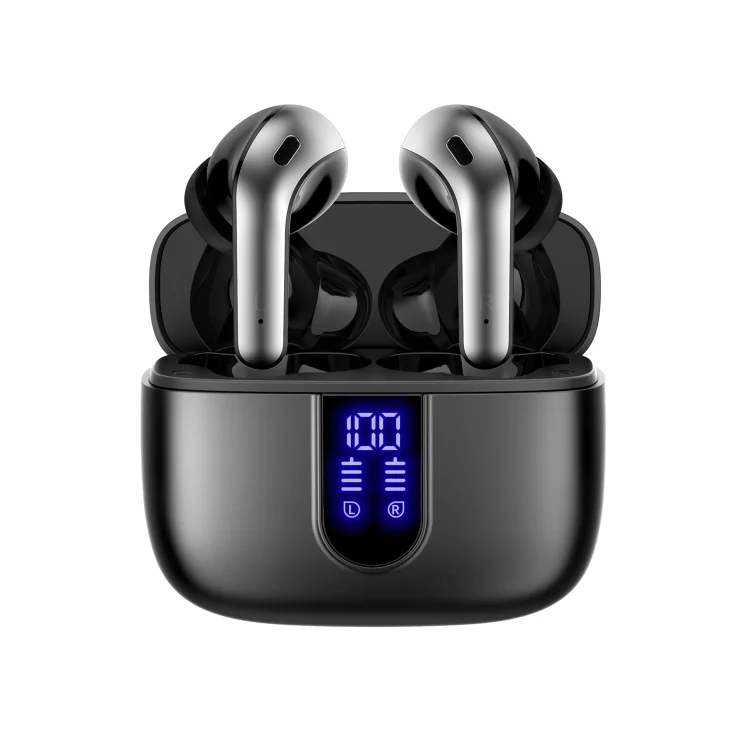 Qiiaoo X08 Bluetooth Earphones In Ear, Hands-free Calling Headphones With ENC Noise Canceling Microphone, Earbuds With USB Type C Charging Port And LED Display For Running Sports/Work/Home/Office, Compatible With iPhone/Samsung/Xiaomi/Huawei
