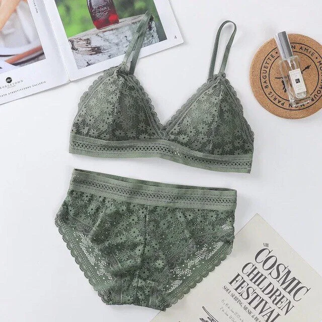 Women's Lace Bra Beauty Without Underwire Wrap Back Comfortable Chest Daisy Bra Stretch Triangle Coaster Underwear