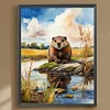 Diamond Painting-DIY Full Round Drill  Beavers By The River