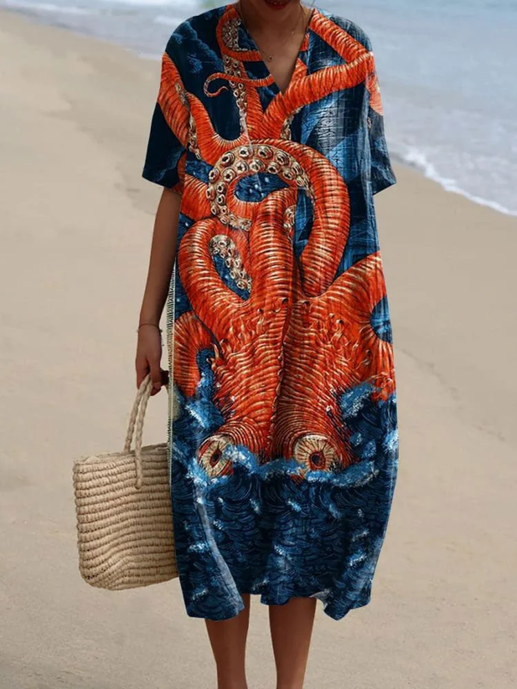 Women's  Octopus  Art Print  Casual Dress