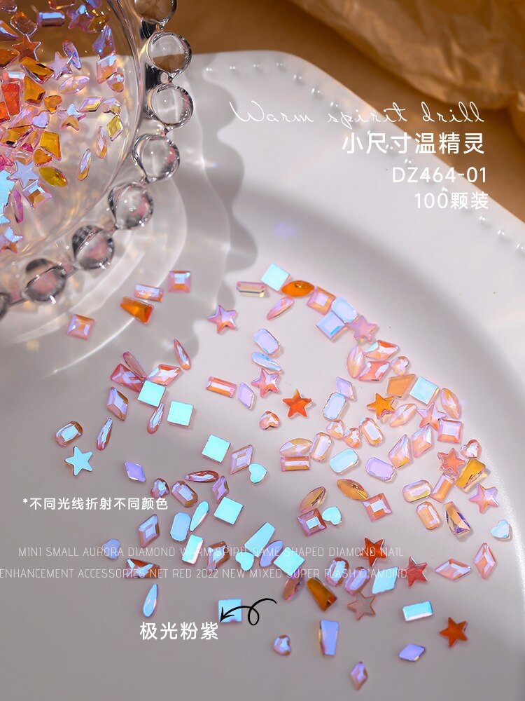 Agreedl Mix Aurora Glass Rhinestone Flat-Back Crystal Decoration Manicure Parts DIY Wen Design Glitter Stone For Nail Supplies 20