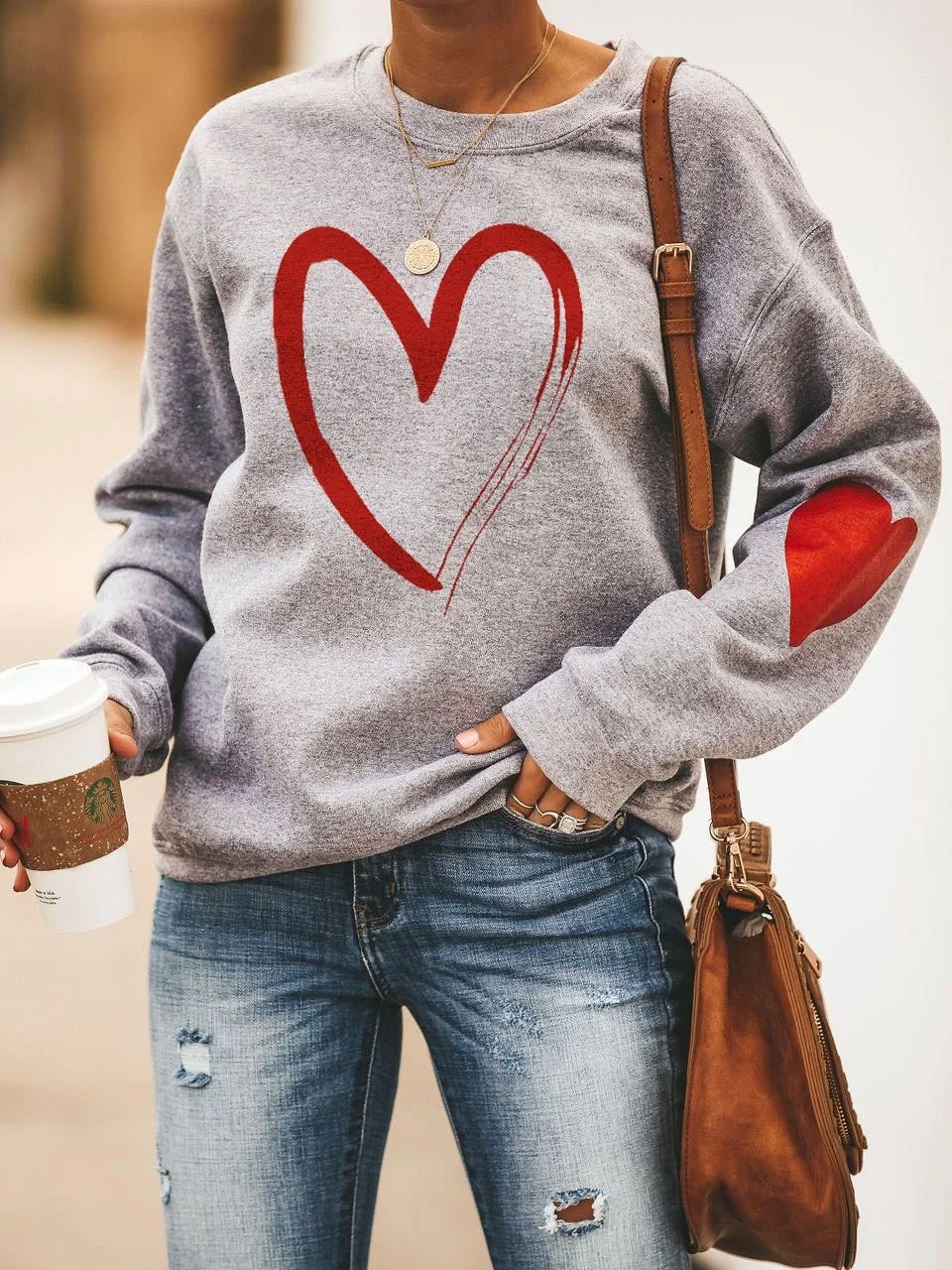 Valentine's Day Love Print Sweatshirt