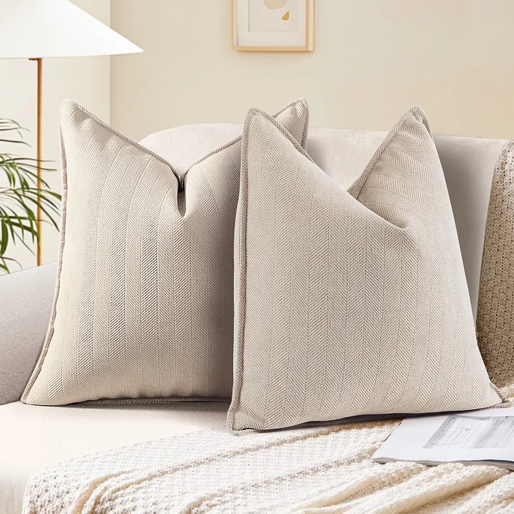 Pillow Covers 18x18 Set of 2 Chenille Throw Pillow Cover with Elegant Design Soft and Luxurious Decorative Throw Pillows for Couch Bed and Home Decor