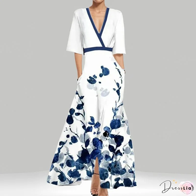 Casual Floral Short Sleeve Knit Dress
