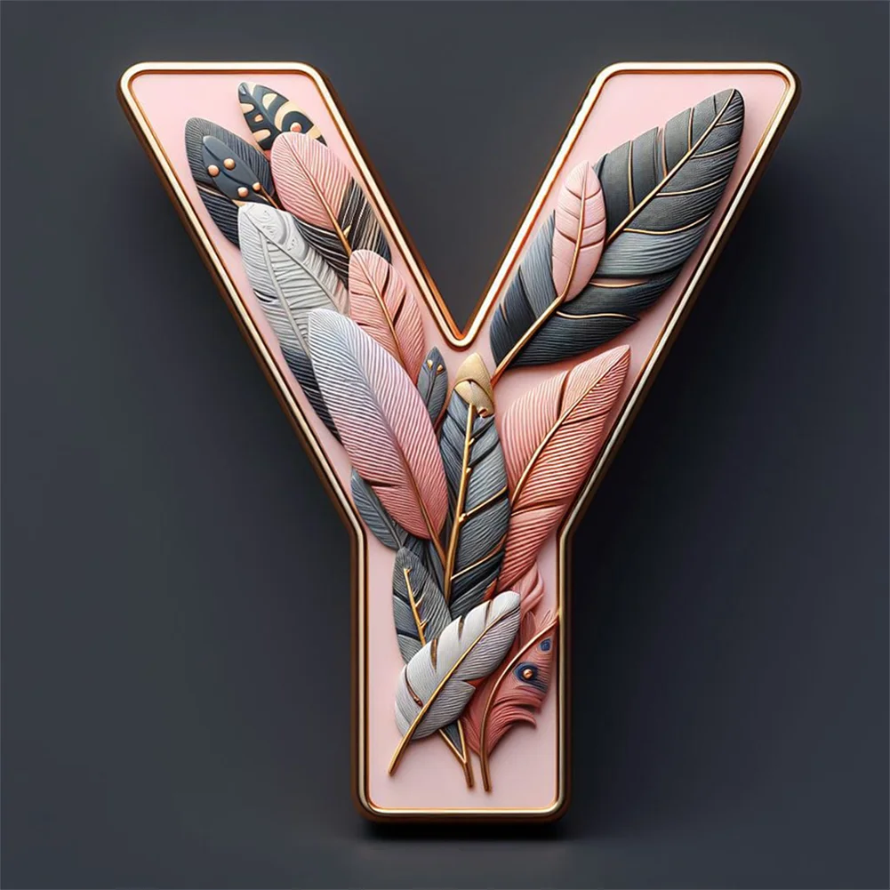 Diamond Painting - Full Round Drill - Feather Alphabet(Canvas|30*30cm)