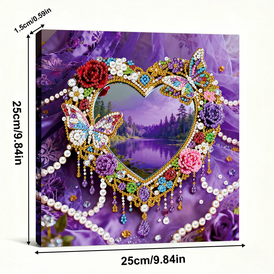 Heart DIY Pearl Art Diamond Painting Kit for Adult Home Decor 25x25cm With Frame