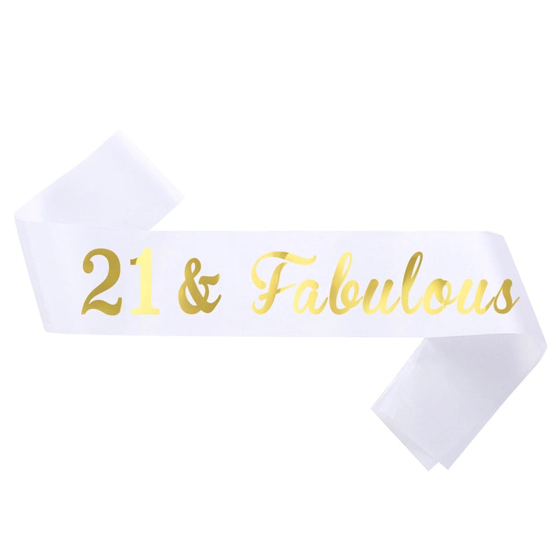 Hot Sale Champagne Birthday Shoulder Strap Crown Set 16 18 21 30 40 50 60 70 80 Headband