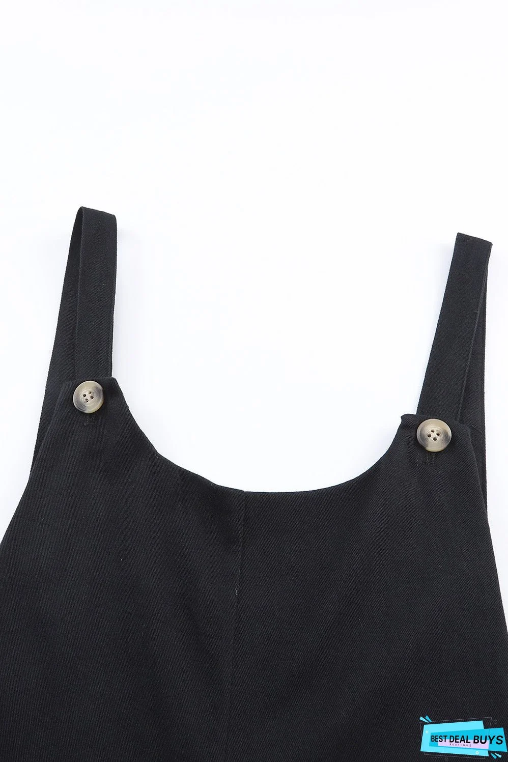 Button Straps Pocketed Cropped Jumpsuit