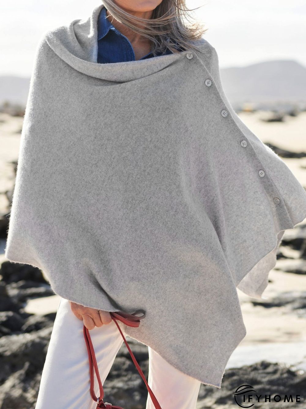 Plain Wool/Knitting Asymmetrical Casual Sweater Coat | IFYHOME