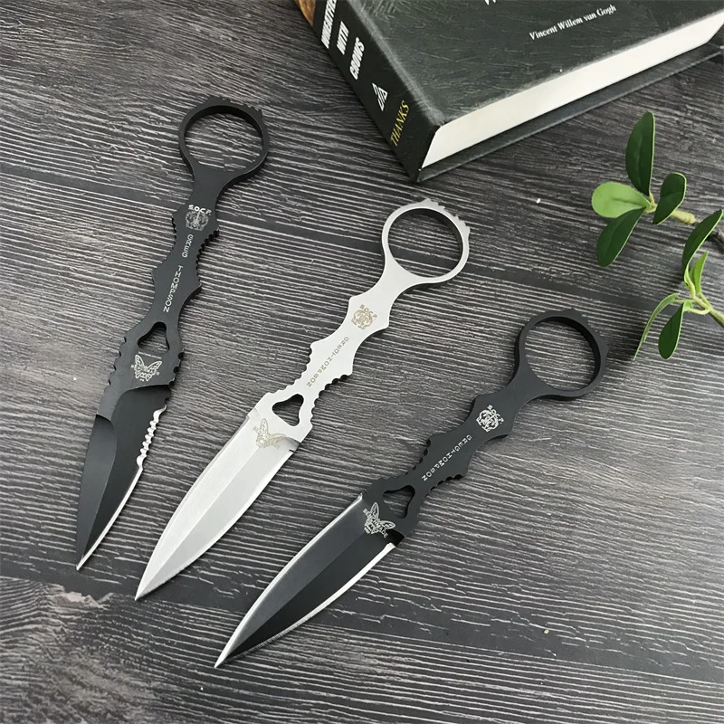 Bm Butterfly  Outdoor Survival Small Straight Knife High Hardness Edc Portable Mini Knife Hiking Self-Defense Knife