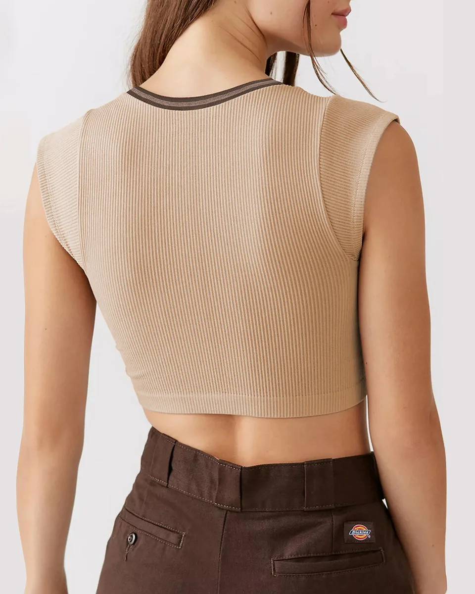 Girl Summer Slim Ultra Short Sexy Babes Top Knitted Thread Spring Autumn Bottom T-Shirt