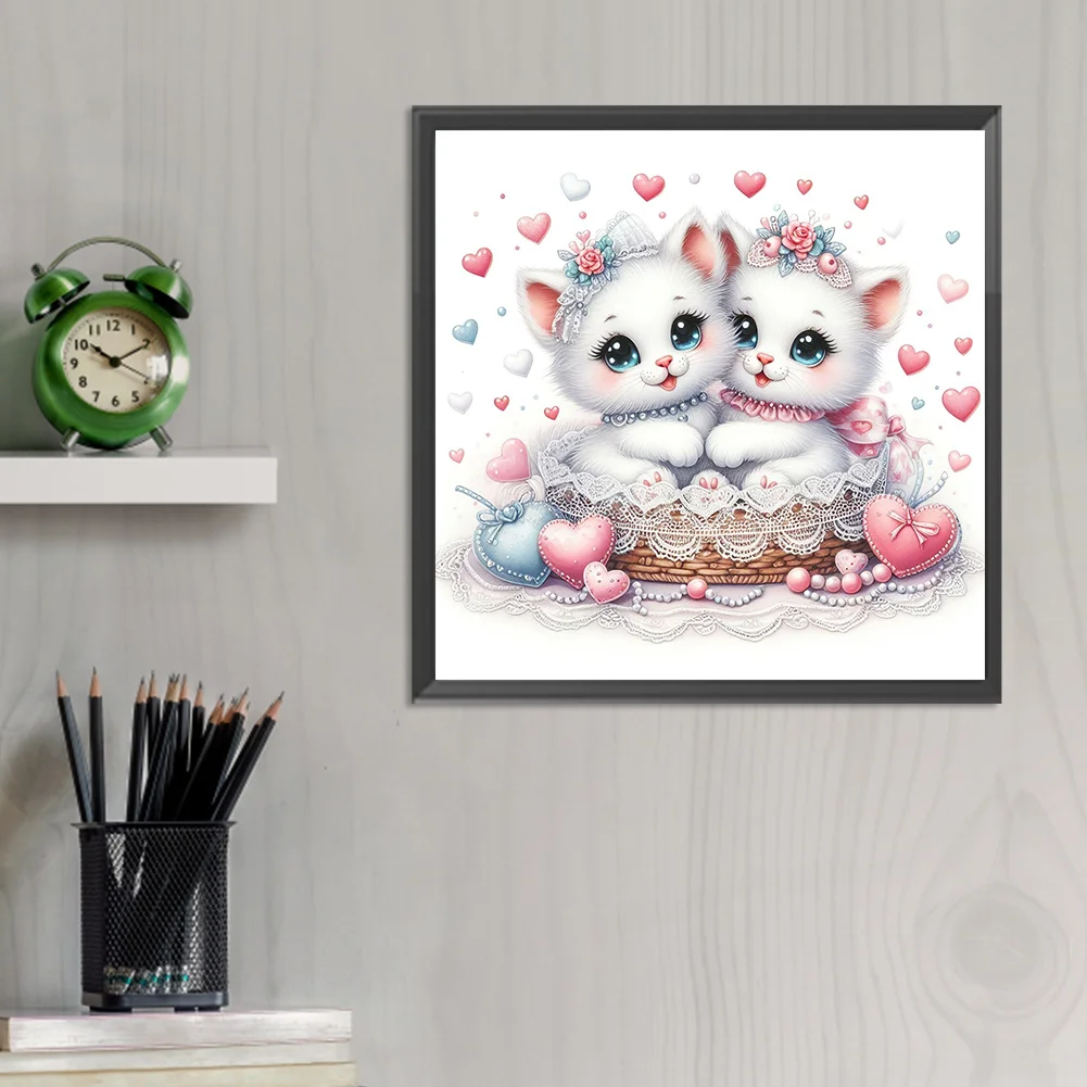 Diamond Painting - Full Round Drill - Cute Cat(Canvas|30*30cm)