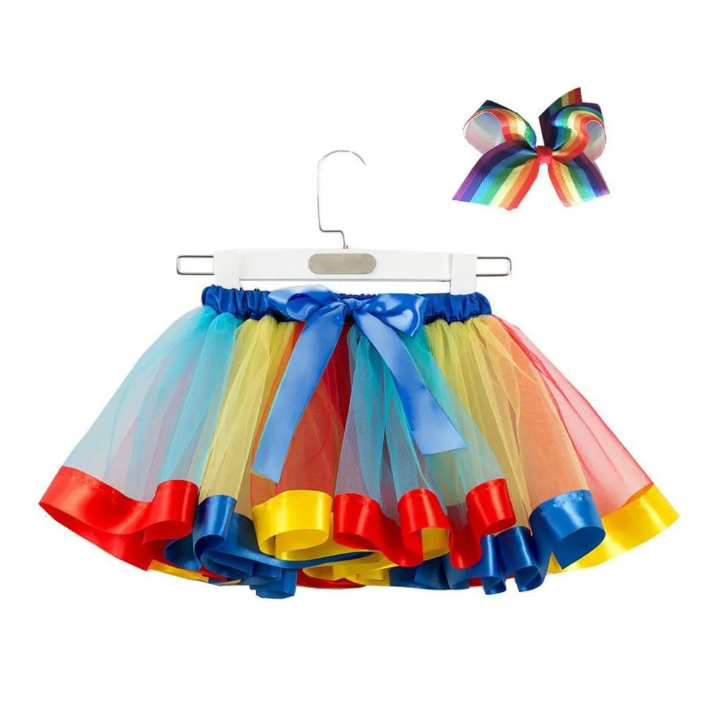 2021 New Tutu Skirt Baby Girl Clothes 12M-8Yrs Colorful Mini Pettiskirt Girls Party Dance Rainbow Tulle Skirts Children Clothing