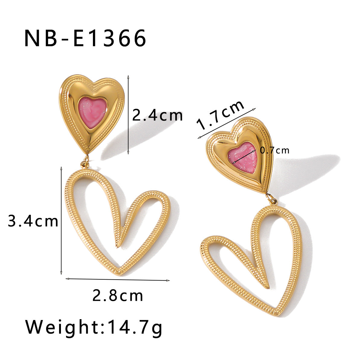 IG Style Asymmetrical Heart Heart Geometric Stainless Steel Electroplating Earrings