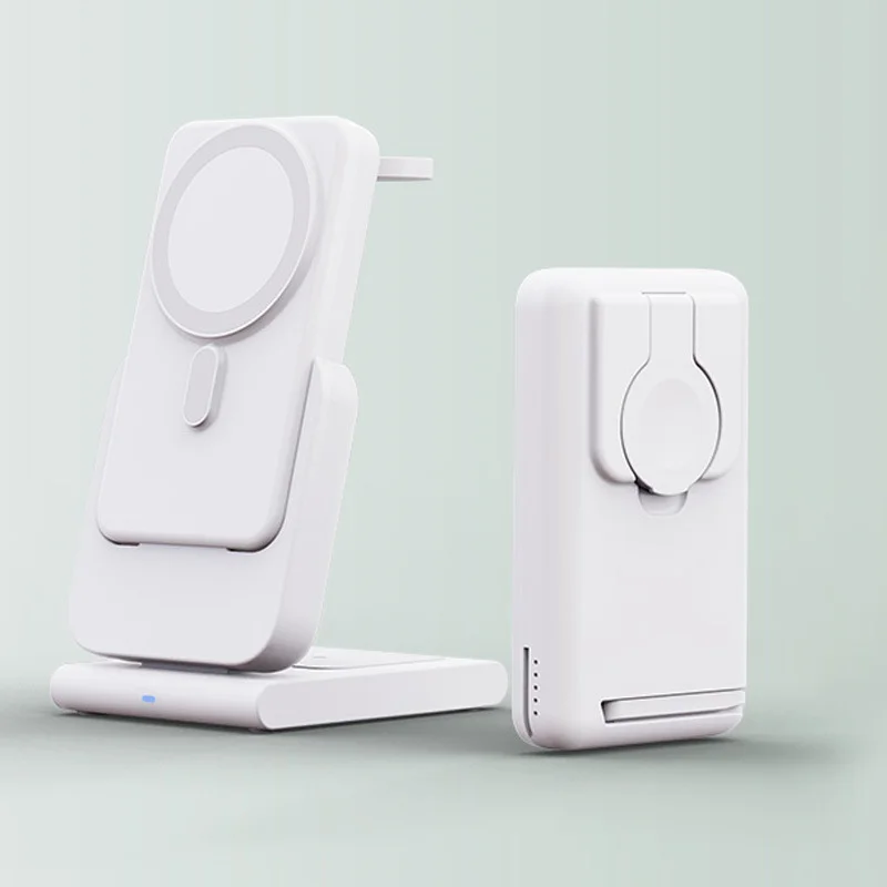 Magsafe magnetic power bank with stand 4 in 1 detachable foldable wireless charger