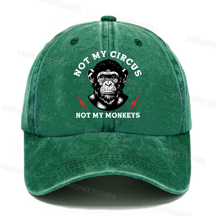 Personalized "Not My Circus Not My Monkeys Print" Custom Washed Baseball Caps