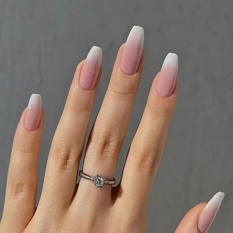 Churchf Churchf Nails Solid Color Wear Nail Scrub Gradient Removable Beauty Nail Piece Simple Nail Patch 24 Pieces