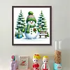 Xmas Tree Snowman-Partial 11CT Stamped Cross Stitch Bead Embroidery 36*36cm/14.17*14.17in tapestrymarket