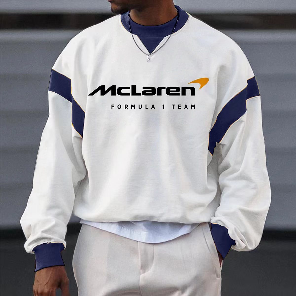 Men's Street Casual Formula 1 Racing Graphic Print Crew Neck Pullover Sweatshirt