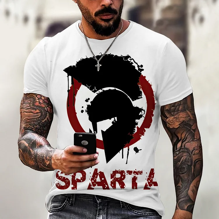 Spartan Warrior 3D Printed T-shirt O-Neck Oversized Casual Short Sleeve Pullover Tees at Hiphopee