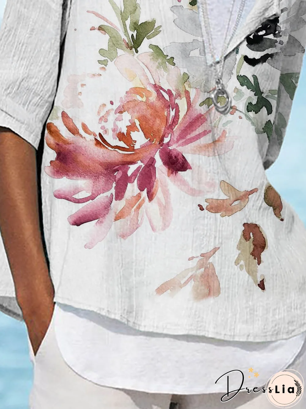 Plus size Floral Casual V Neck Short Sleeve Tops