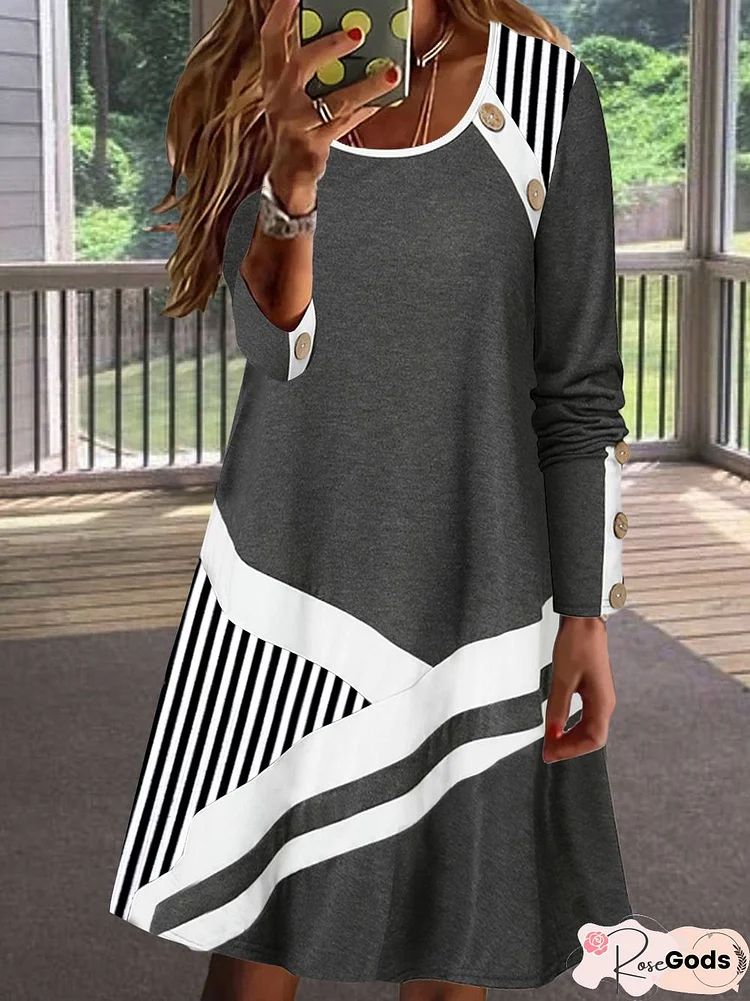Regular Fit Casual Crew Neck Dresses