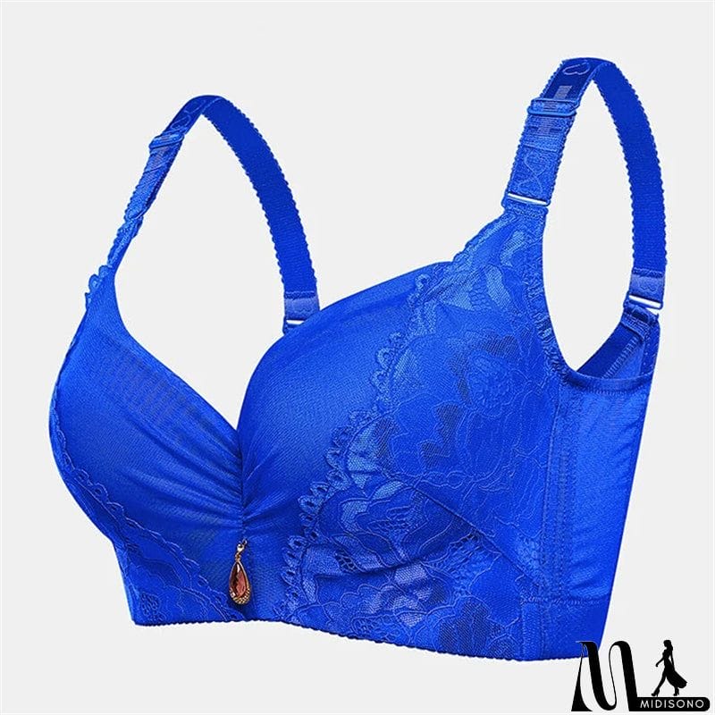 MidiSono - Women's Underwire Adjusted Straps Cotton Lining Comfy Bras - Blue