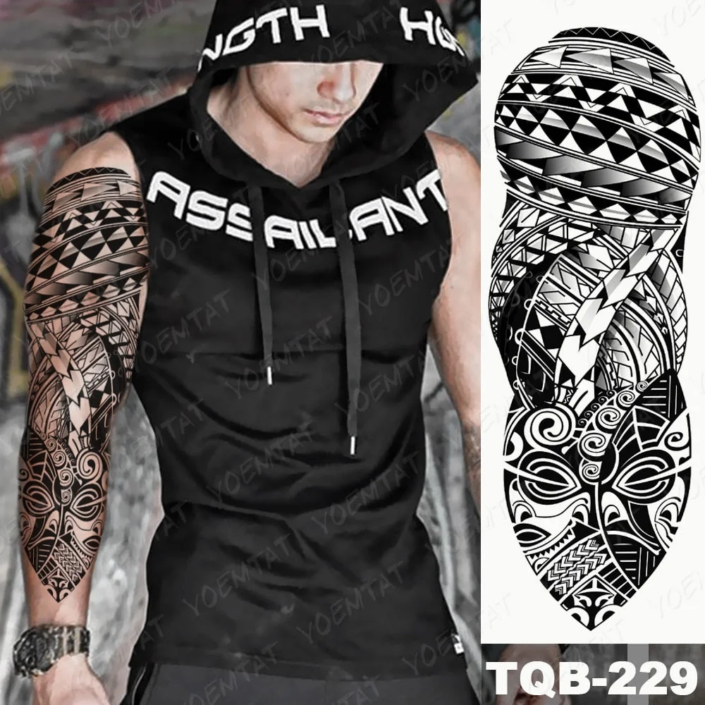 Large Full Arm Sleeve Tattoo Indian Forest Leopard Waterproof Temporary Tatoo Sticker Wild Tribe Men Women Body Art Tatto