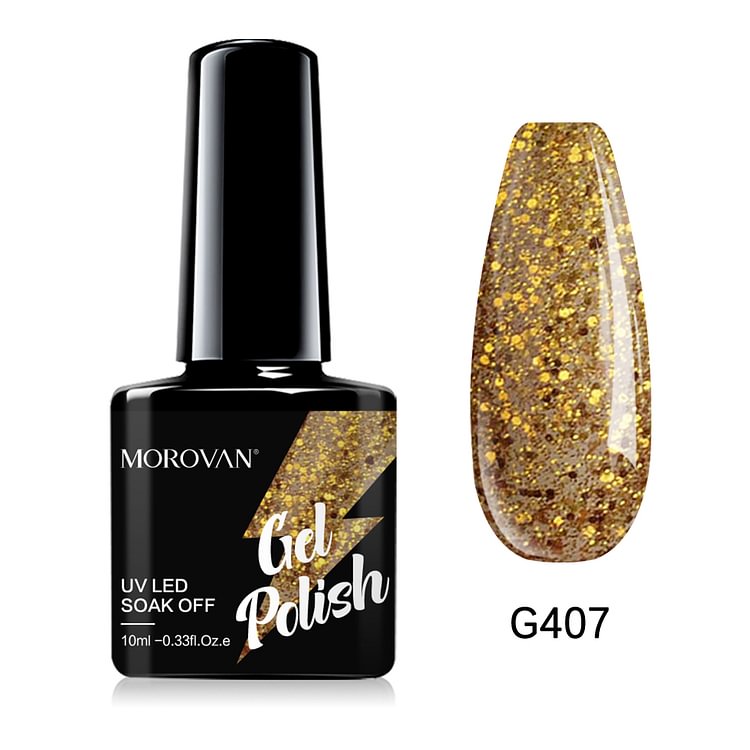 Morovan Gold Glitter Gel Nail Polish G407