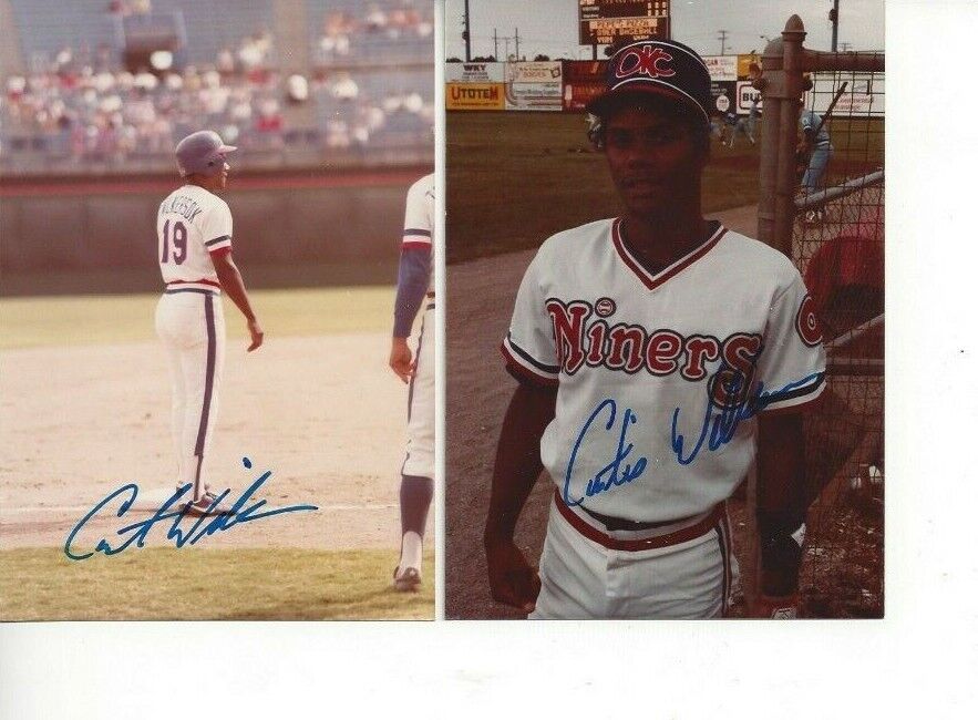 Lot of 2 Curtis Wilkerson Autographed Original 5x7 Photo Poster painting Texas Rangers Rare B658